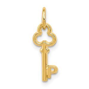 14k Yellow Gold, Hannah Collection, Mini Initial P Shamrock Key Charm